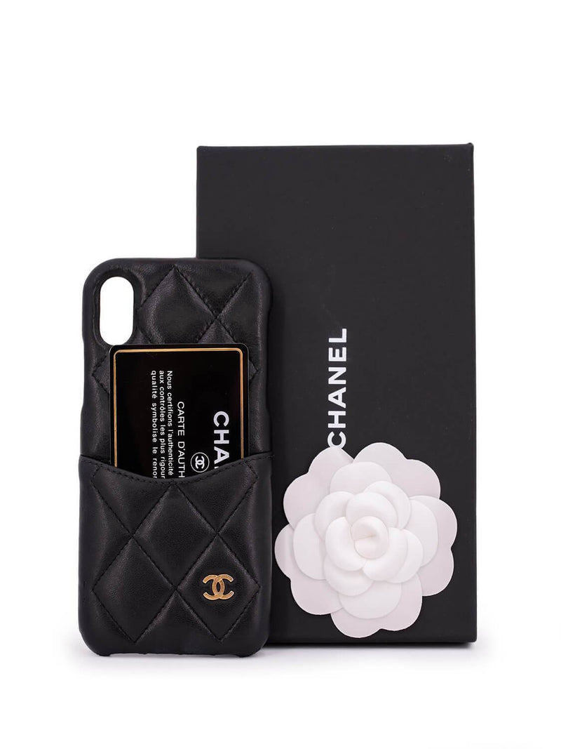 Auth CHANEL Matelasse iPhone Case Caviar Skin Leather Black Box Good 98401  B  eBay